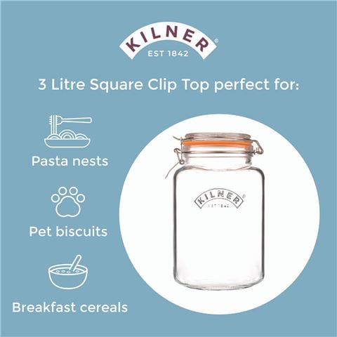 Kilner - Square Clip Top Jar 3L