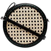 Mehry Mu - Tambourine Crossbody Leather & Rattan Bag Black