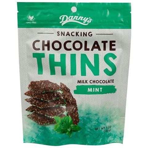 Danny's - Snacking Chocolate Thins Milk Chocolate Mint 140g