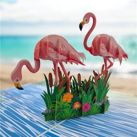 Colorpop - Flamingos Greeting Card Pink