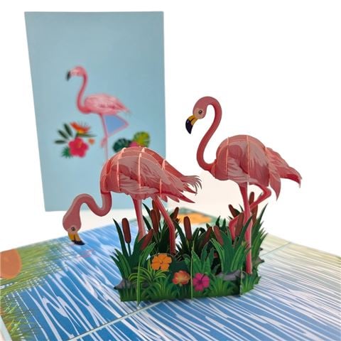 Colorpop - Flamingos Greeting Card Pink