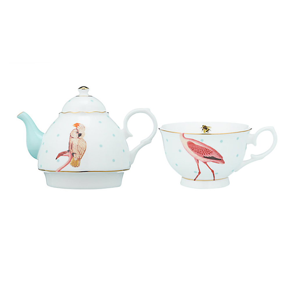 Yvonne Ellen - Tea For One Teapot Parrot & Flamingo | Peter's of Kensington