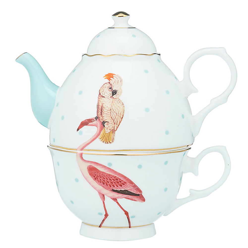 Yvonne Ellen - Tea For One Teapot Parrot & Flamingo | Peter's of Kensington