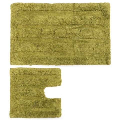Mansours - Bath Mat Set Dark Green 2pce