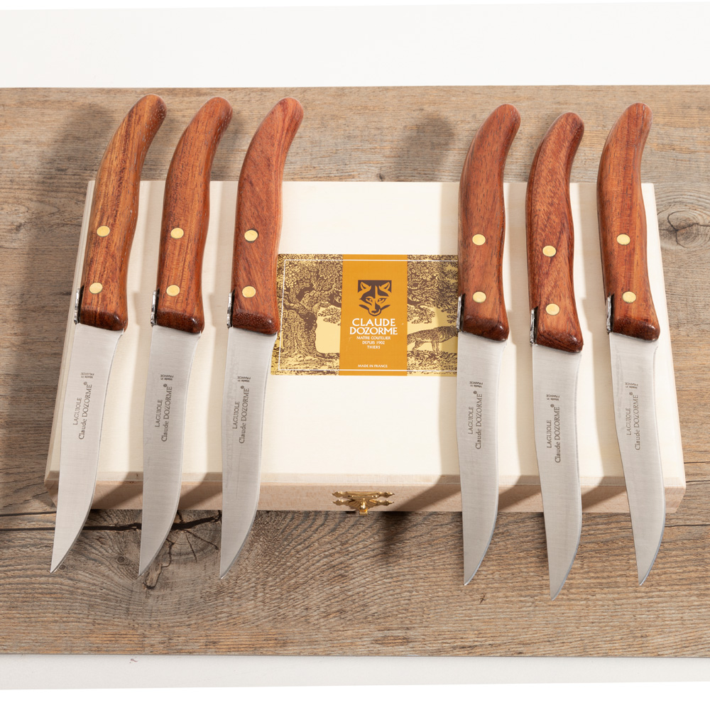 Claude Dozorme Steak Knives w/Exotic Wood Bee Handle 6pce Peter's
