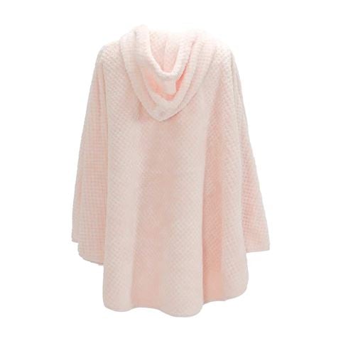 A.Trends Cosy Luxe Hooded Poncho Robe Waffle Pink - Peter's of Kensington