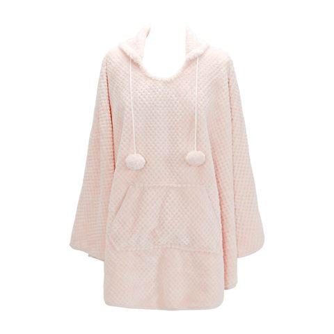 A.Trends Cosy Luxe Hooded Poncho Robe Waffle Pink - Peter's of Kensington