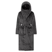 Brogo - Luxe Supersoft Micro Mink Bathrobe Hooded Large Grey