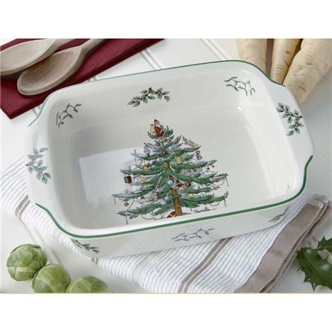 Spode - Christmas Tree Rectangular Handled Dish