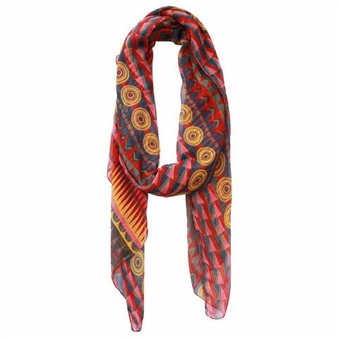 DLUX Scarves - Sissy Silk Crinkle Tomato Print Wrap | Peter's of Kensington