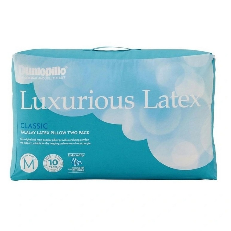 Dunlopillo Luxurious Latex Classic Med. Profile Pillow 2pc Peter's