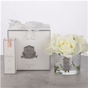 Cote Noire - Five Ivory White Roses In Silver Crest