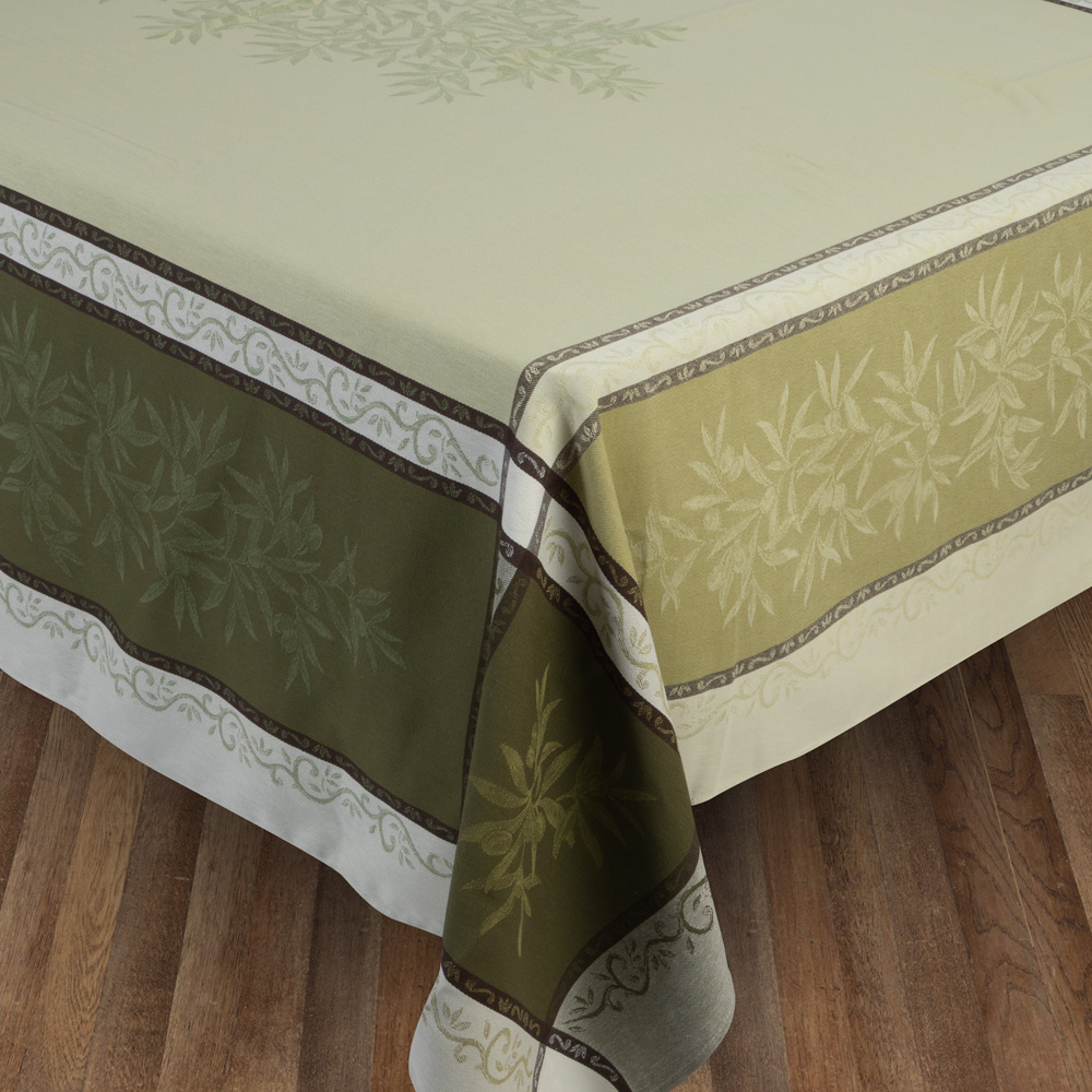 L'Ensoleillade Jacquard Olive Green Tablecloth 160x160cm Peter's of