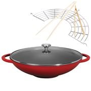 Chasseur - Wok w/Lid Inferno Red 37cm/4.5L Set 5pce