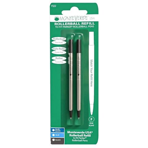 Monteverde Parker Rollerball Refill Fine Point Set Black 2pce - Peter's of Kensington