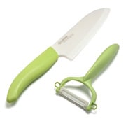 Kyocera - Ceramic Santoku Knife & Peeler Lime Green Set 2p