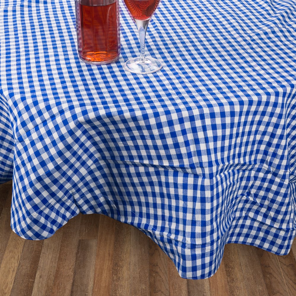 Rans Gingham Round Tablecloth Blue 180cm Peter's of Kensington