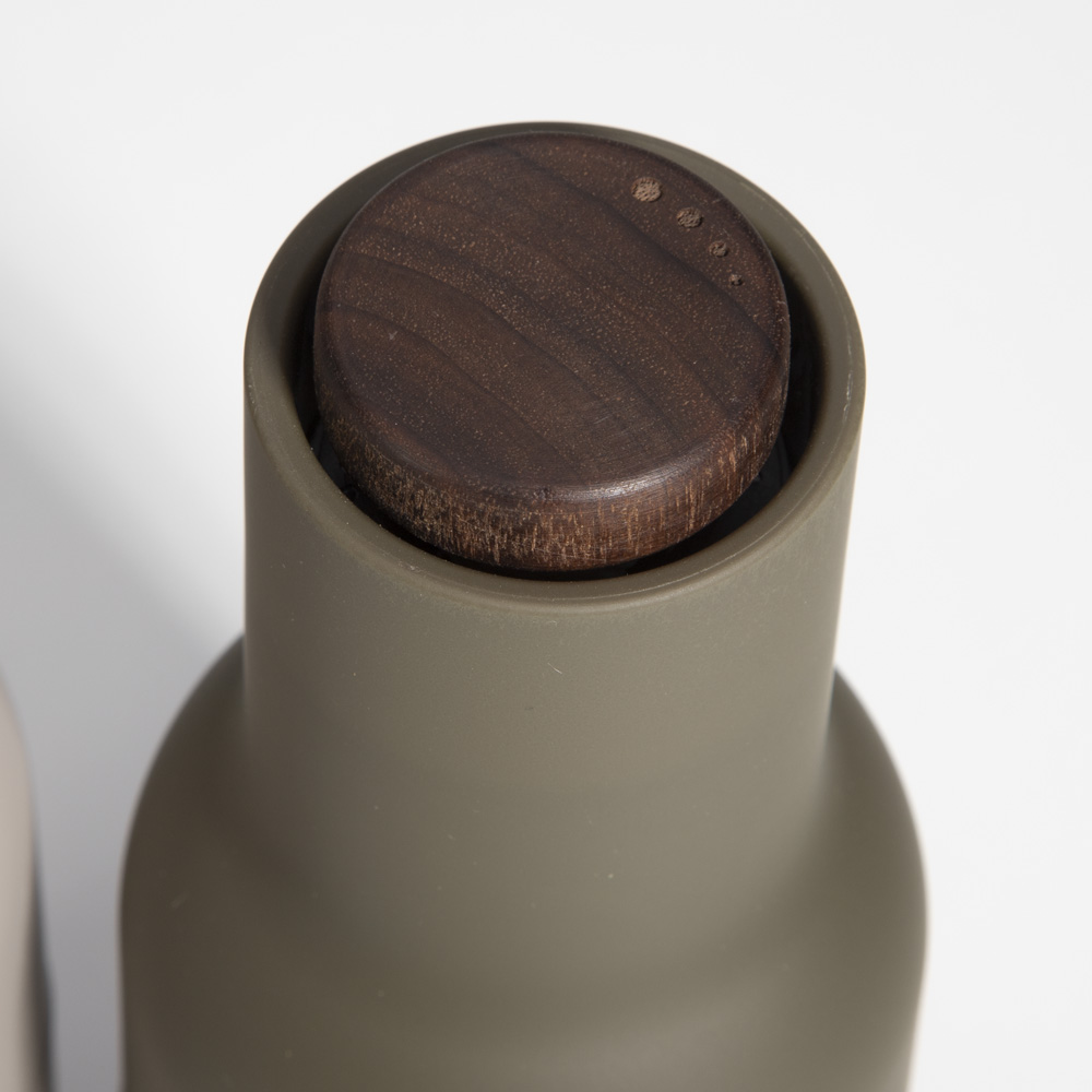 Menu Bottle Grinder w/Walnut Lid Hunting Grn/Beige Set 2pc Peter's