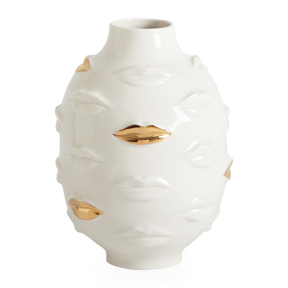 Jonathan Adler - Gilded Gala Round Vase White & Gold | Peter's of ...