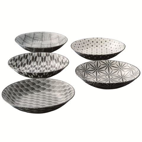 The Modern Japanism Komon Shallow Bowl Large Set 5pce - Peter's of Kensington