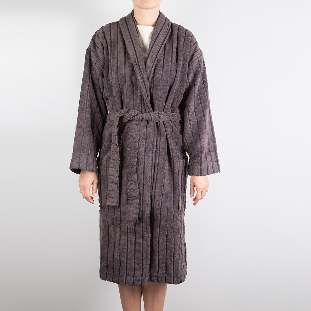 Cord Robes - Cord Stripe Robe Charcoal | Peter's of Kensington
