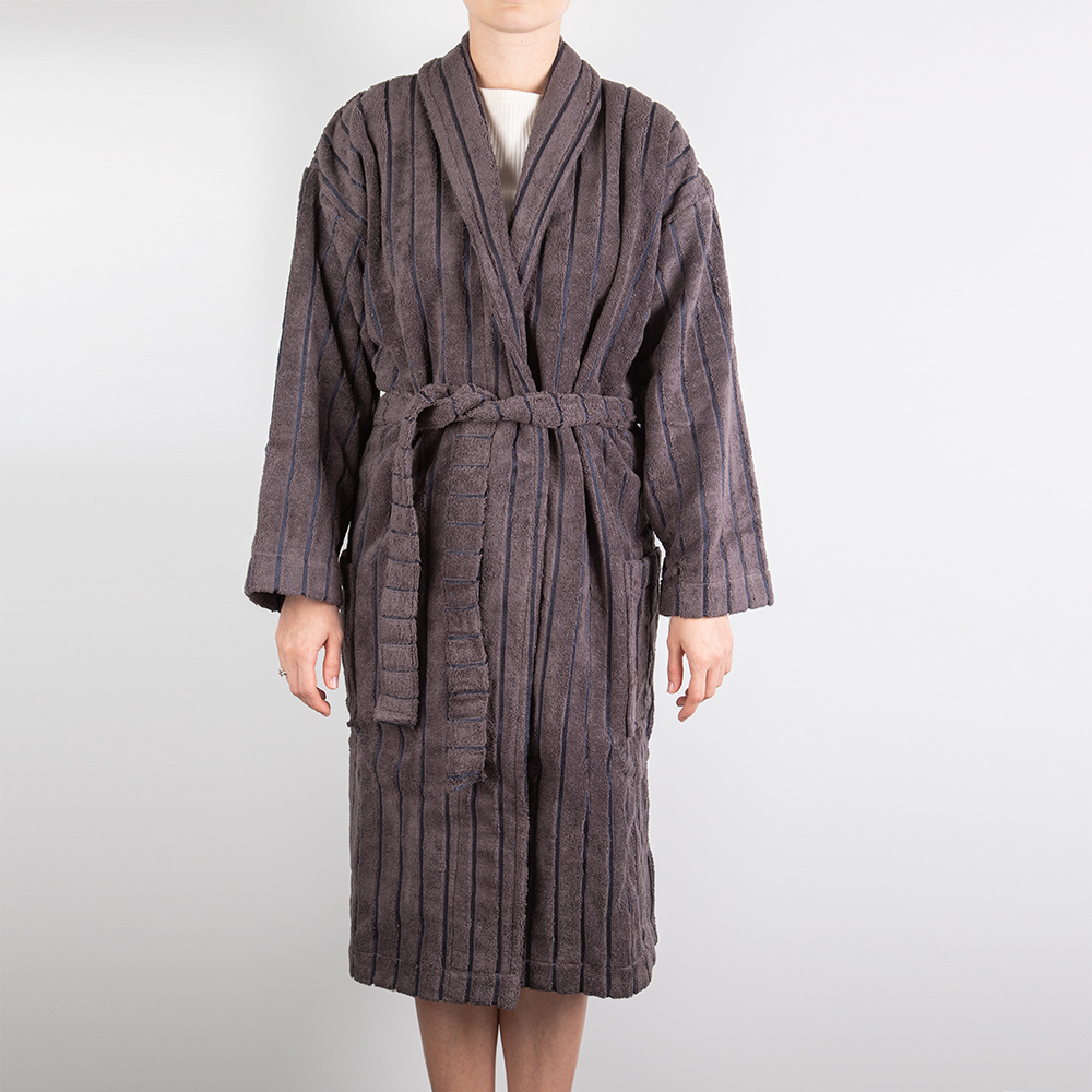 Cord Robes Cord Stripe Robe Charcoal Peter's of Kensington