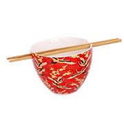 Luxe By Peter's - Eastern Bowl Cranes W/ChopSticks Red