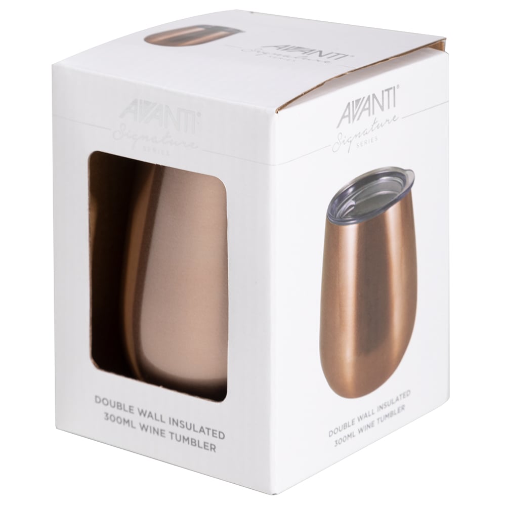 Avanti Double Wall Insulated Wine Tumbler Gold Pink 300ml Peter's