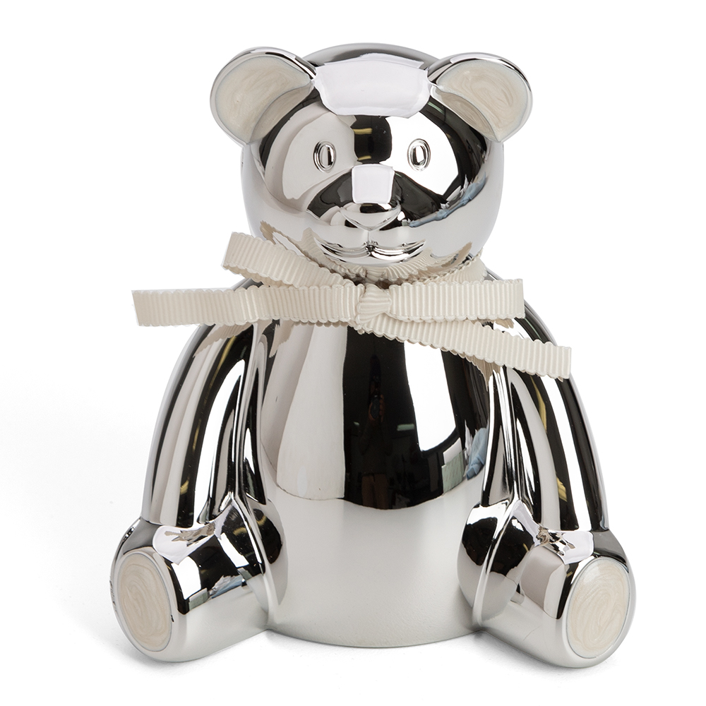 silver plated teddy bear money box