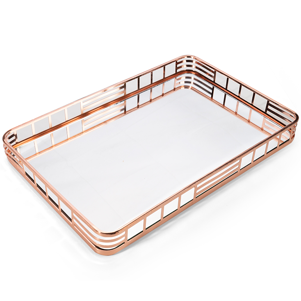 Whitehill Rose Gold Toned Mirrored, Rose Gold Mirrored Tray Rectangle