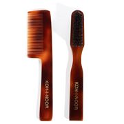 Koh-I-Noor - Jaspe Beard Brush and Comb Set w/Pouch Turtle