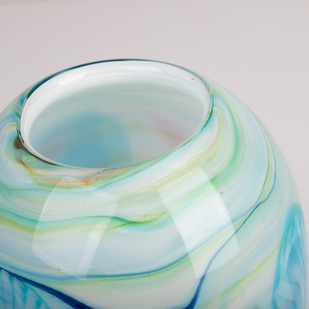 Zibo Blue & Green Coloured Glass Vase Peter's of Kensington