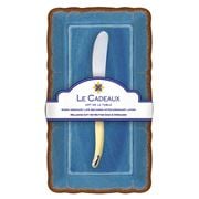 Le Cadeaux - Antiqua Butter Dish w/Butter Spreader Blue 2pce
