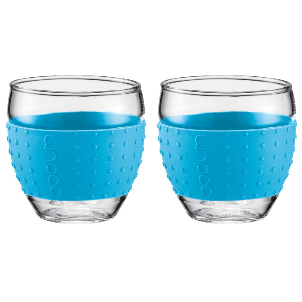 Bodum - Pavina Glass with Silicone Sleeve Set Blue 2pce