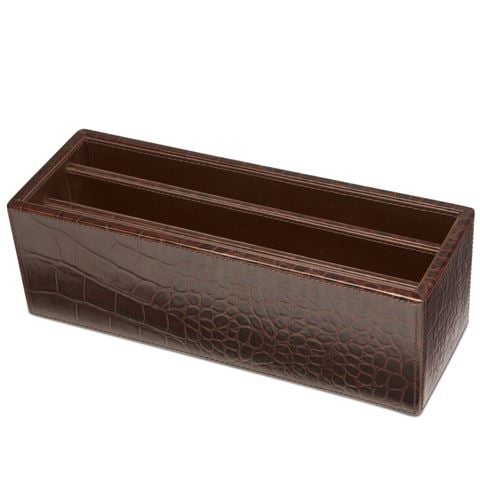 Redd Leather Crocodile Print Leather Letter Rack Brown - Peter's of Kensington