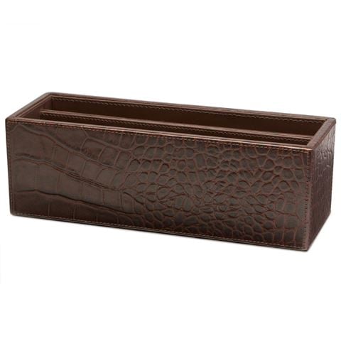 Redd Leather Crocodile Print Leather Letter Rack Brown - Peter's of Kensington