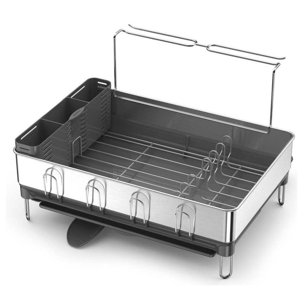 NEW Simplehuman Steel Frame Dish Rack with Wine Glass Holder eBay