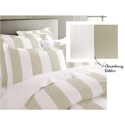 Rans - Oxford Stripe King Quilt Cover Taupe Set 3pce
