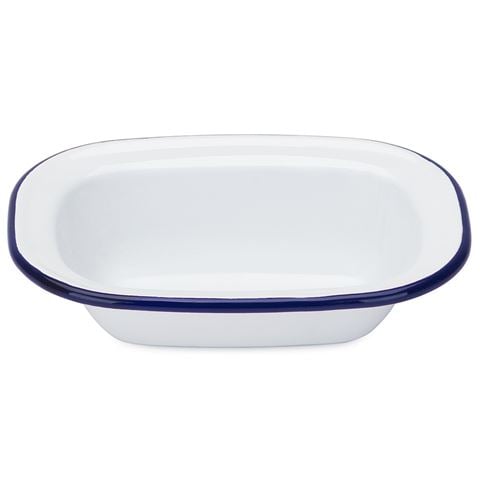 Falcon - Enamel Pie Dish White & Blue 16cm
