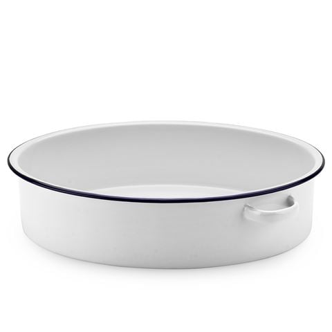 Falcon - Enamel Oval Roasting Dish White & Blue 30cm