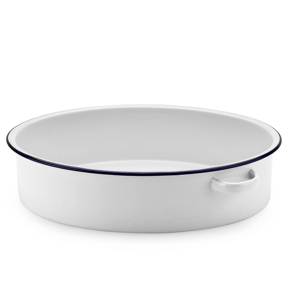 Falcon Enamel Oval Roasting Dish White & Blue 30cm Peter's of