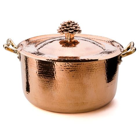 Large 10 qt Hammered Copper Dutch Oven - Amoretti Brothers