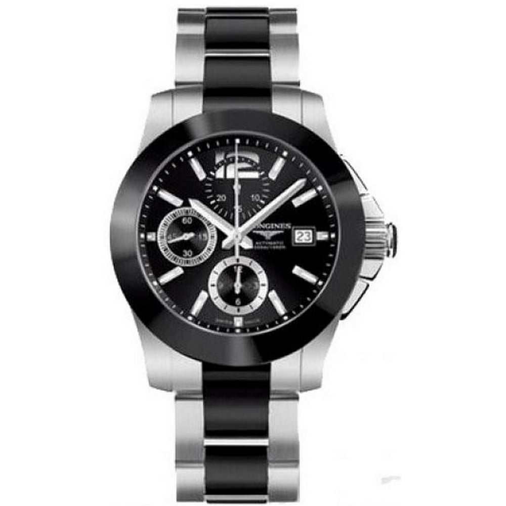 Longines Conquest Blk Dial S Steel Ceramic Chronograph