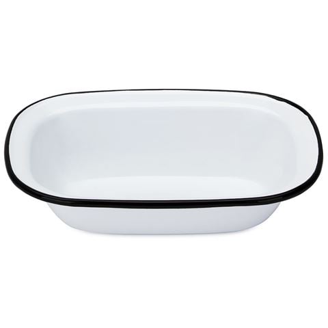 Falcon - Enamel Pie Dish White & Black Rim 20x4.5x14.5cm