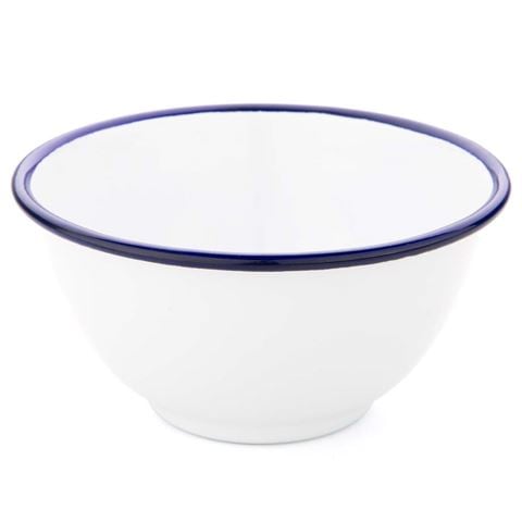 Falcon - Enamel Footed Bowl White & Blue 14cm