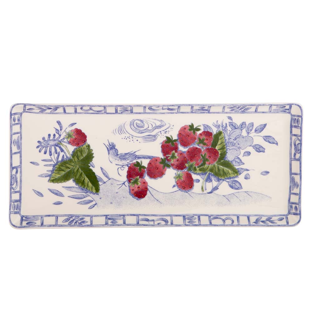 Gien - Oiseau Fruits Bleu Serving Tray Rectangular | Peter's of Kensington