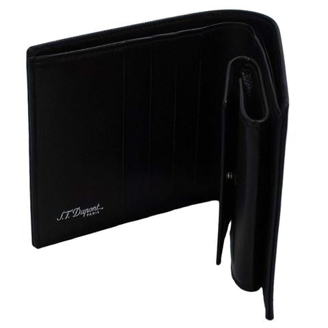 Dupont - Box Purse w/Billfold & Credit Card Slots Textured Leather Black