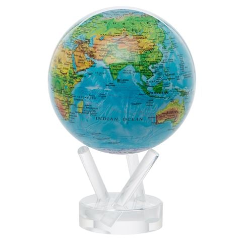 Mova - Small Blue Relief Spinning Globe | Peter's of Kensington