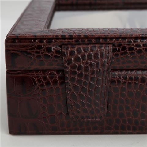 Plata Lappas - Crocodile Leather Rectangular Watch Box Brown