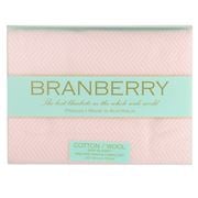 Branberry - Herringbone Cot Blanket Pink & White